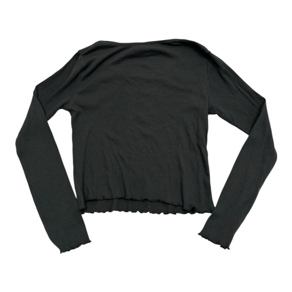 Melrose and Market Charcoal Long Sleeve Ribbed Knit Cropped Top - Size XL - Picture 4 of 4